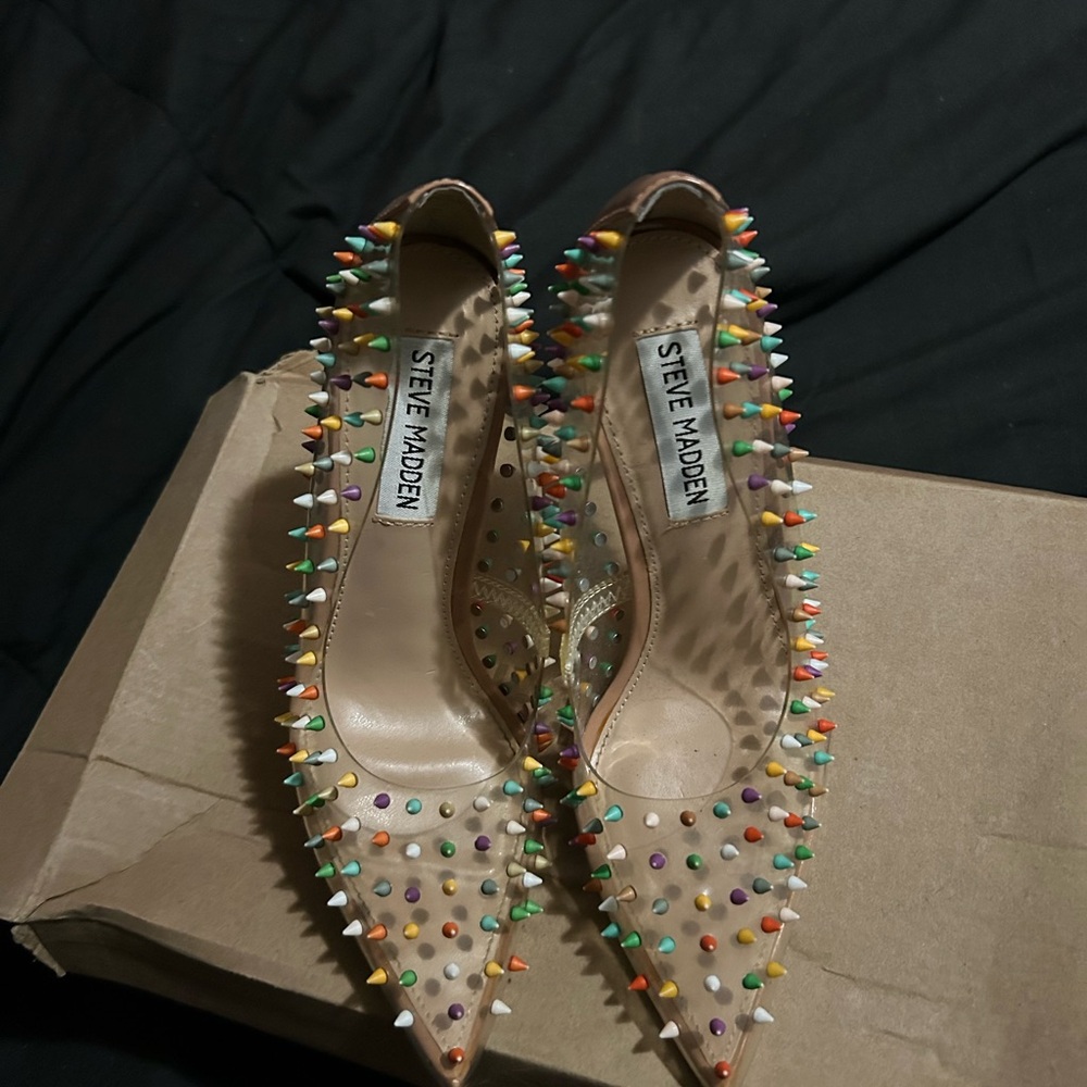 Steve Madden Transparent Heels with Colorful Studs